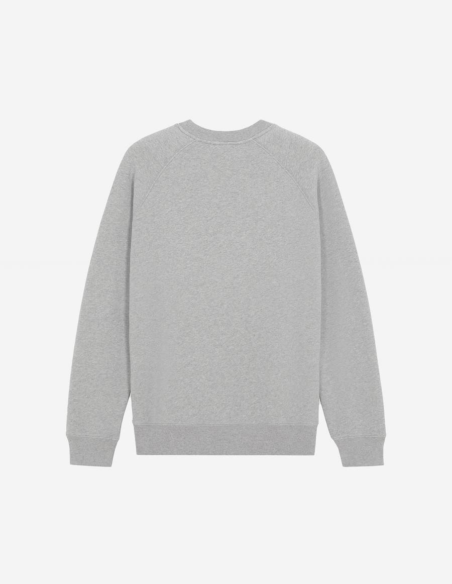 Grey Men's Maison Kitsune Chillax Fox Patch Classic Sweatshirts | AU-Q0659