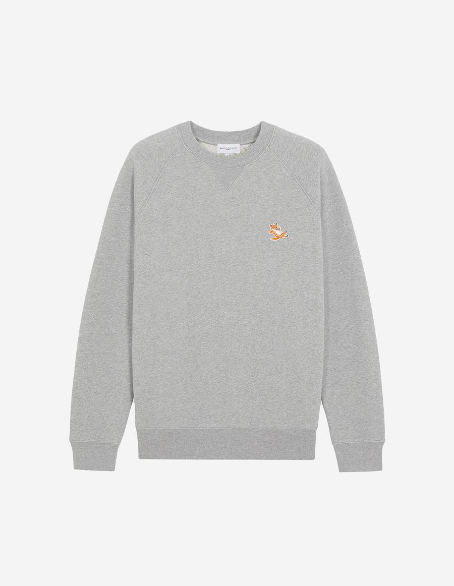 Grey Men\'s Maison Kitsune Chillax Fox Patch Classic Sweatshirts | AU-Q0659