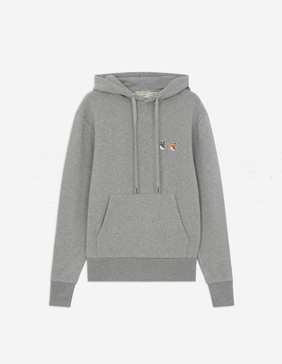 Grey Men\'s Maison Kitsune Double Fox Head Patch Hoodies | AU-G0298