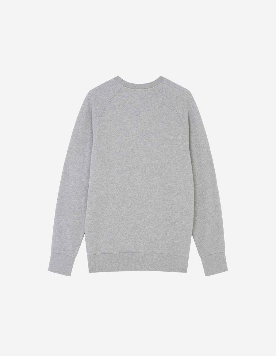 Grey Men's Maison Kitsune Fox Head Patch Classic Sweatshirts | AU-S0304