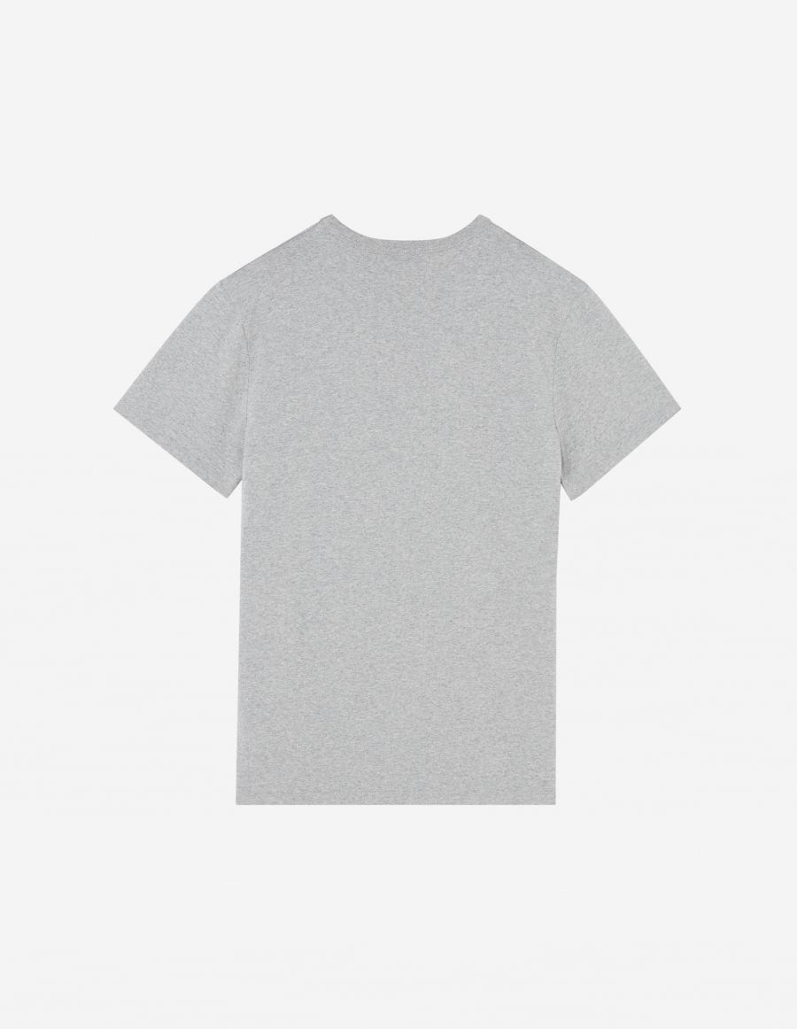 Grey Men's Maison Kitsune Fox Head Patch Classic T Shirts | AU-V0M14