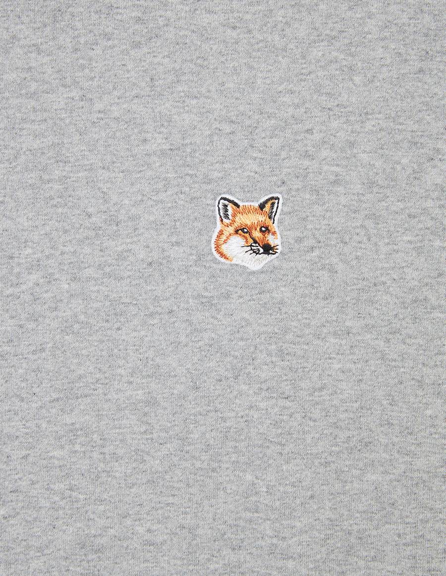 Grey Men's Maison Kitsune Fox Head Patch Classic T Shirts | AU-V0M14