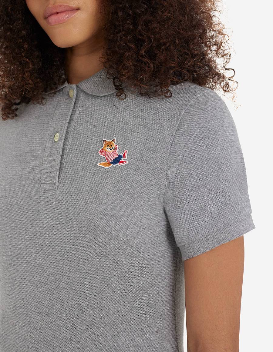 Grey Men's Maison Kitsune Frenchie Dressed Fox Patch Classic Polo | AU-A0988