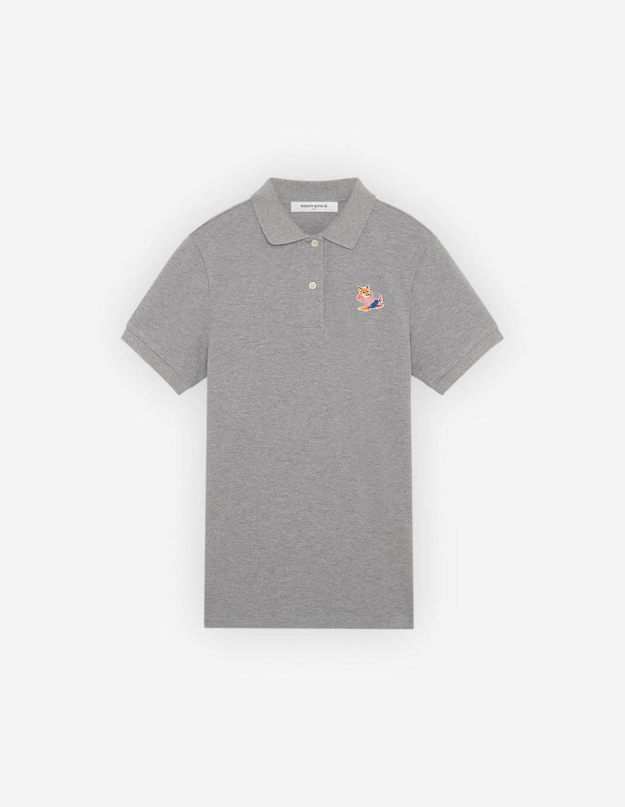 Grey Men\'s Maison Kitsune Frenchie Dressed Fox Patch Classic Polo | AU-A0988