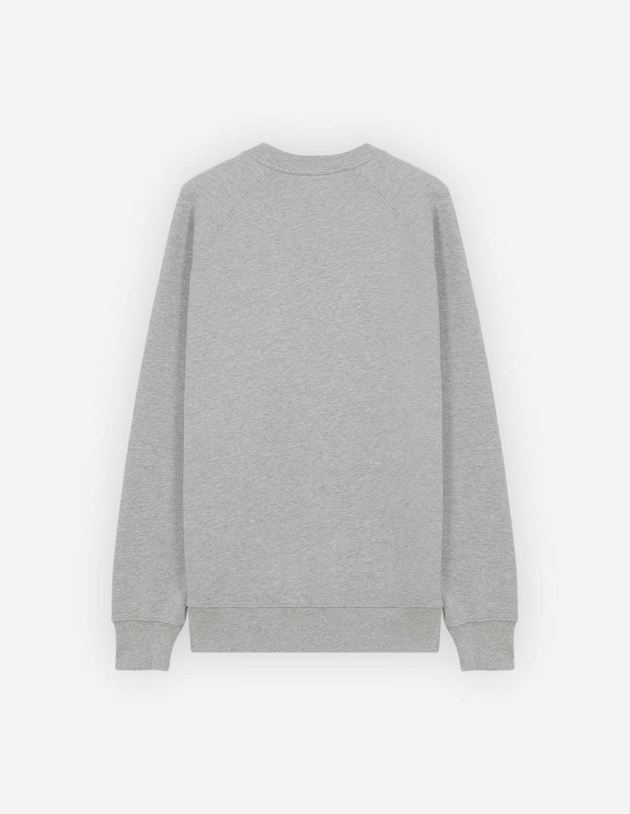 Grey Men's Maison Kitsune Frenchie Dressed Fox Patch Classic Sweatshirts | AU-L0111