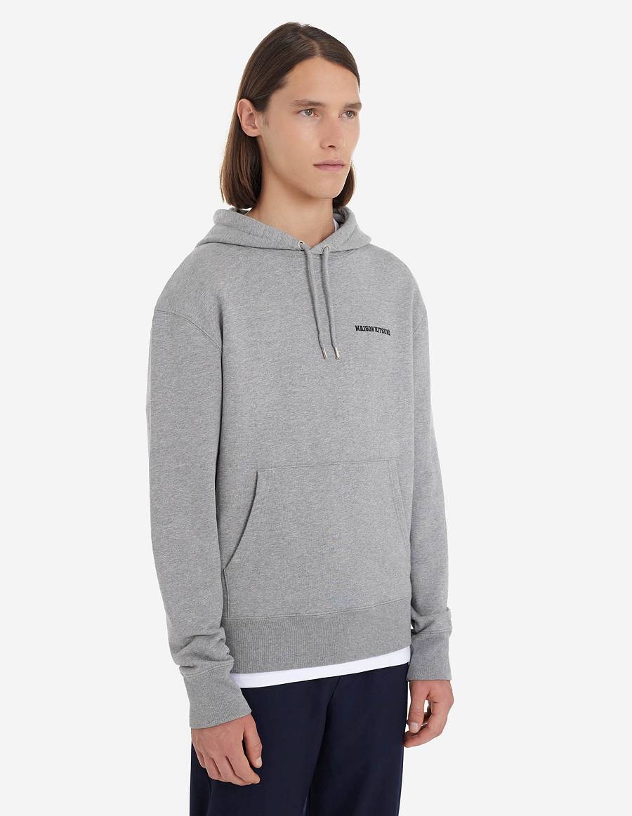 Grey Men's Maison Kitsune Frenchie Dressed Fox Classic Hoodies | AU-O1189