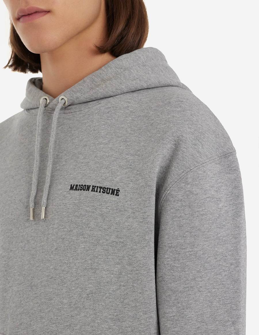 Grey Men's Maison Kitsune Frenchie Dressed Fox Classic Hoodies | AU-O1189