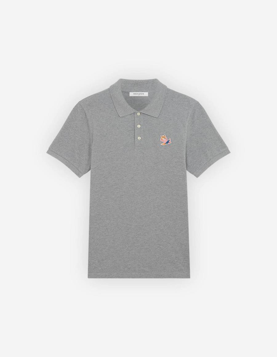 Grey Men\'s Maison Kitsune Frenchie Dressed Fox Patch Classic Polo | AU-S275