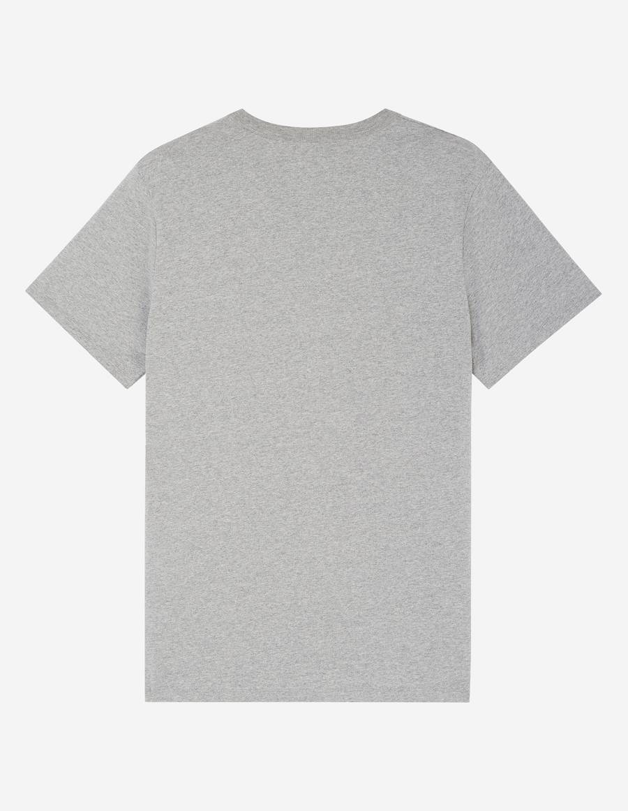 Grey Men's Maison Kitsune Handwriting Classic T Shirts | AU-K0M57