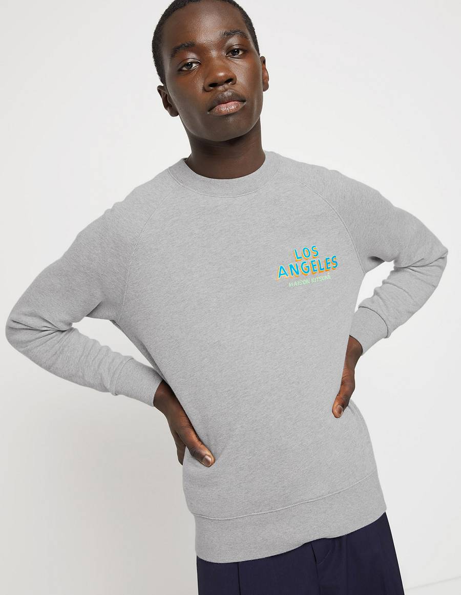 Grey Men's Maison Kitsune L.A. Ben Klevay Sweatshirts | AU-Y0614