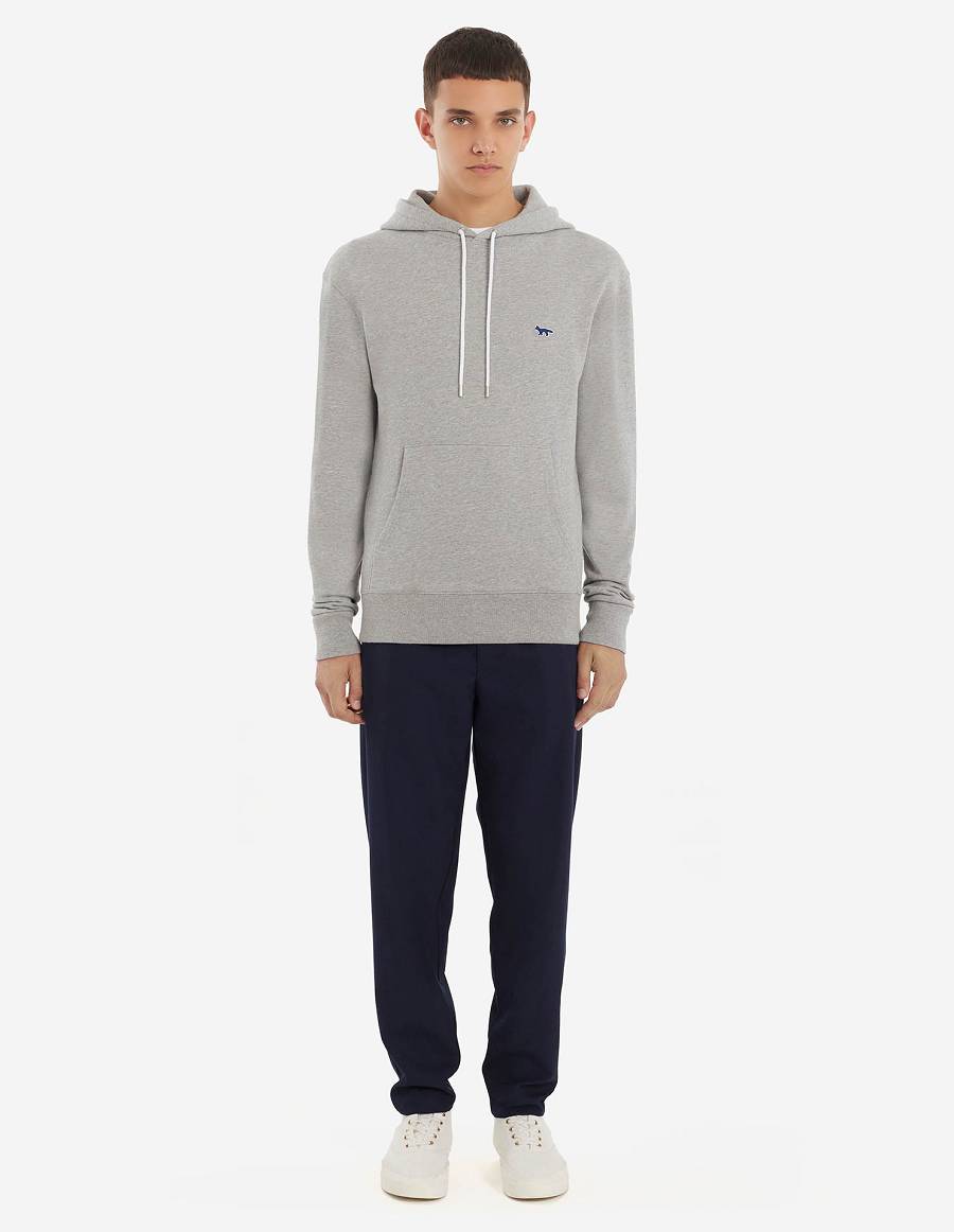 Grey Men's Maison Kitsune Navy Fox Patch Classic Hoodies | AU-S0242