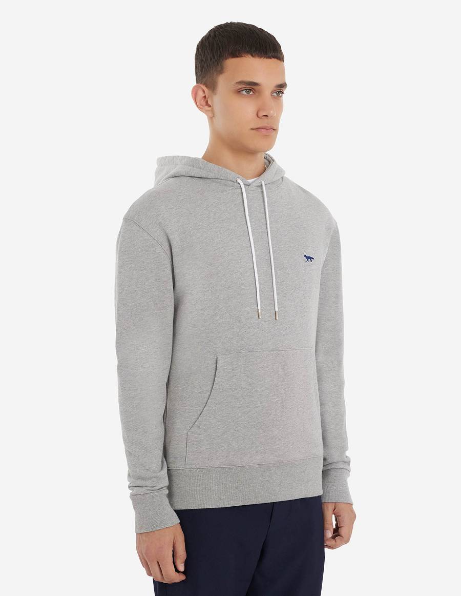 Grey Men's Maison Kitsune Navy Fox Patch Classic Hoodies | AU-S0242