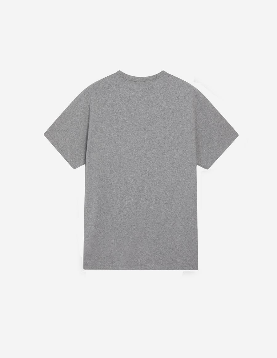 Grey Men's Maison Kitsune Navy Fox Patch Classic Pocket T Shirts | AU-S0387