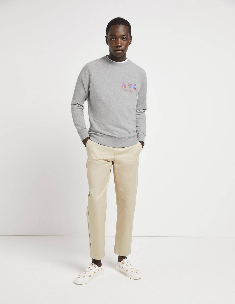 Grey Men's Maison Kitsune Nyc Ben Klevay Sweatshirts | AU-M0170