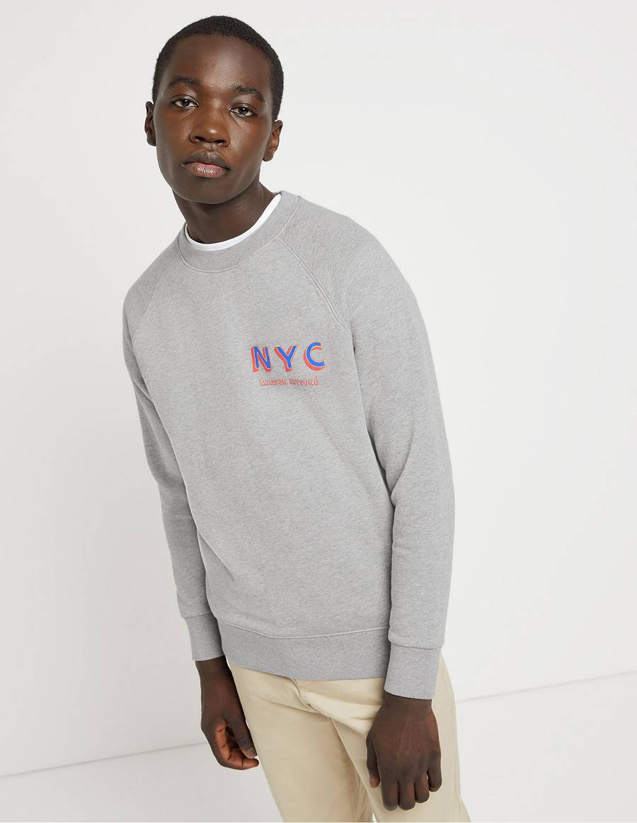 Grey Men's Maison Kitsune Nyc Ben Klevay Sweatshirts | AU-M0170