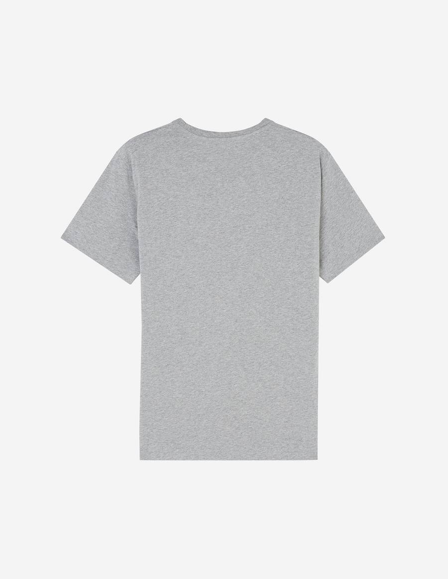 Grey Men's Maison Kitsune Parisien Classic T Shirts | AU-W0658