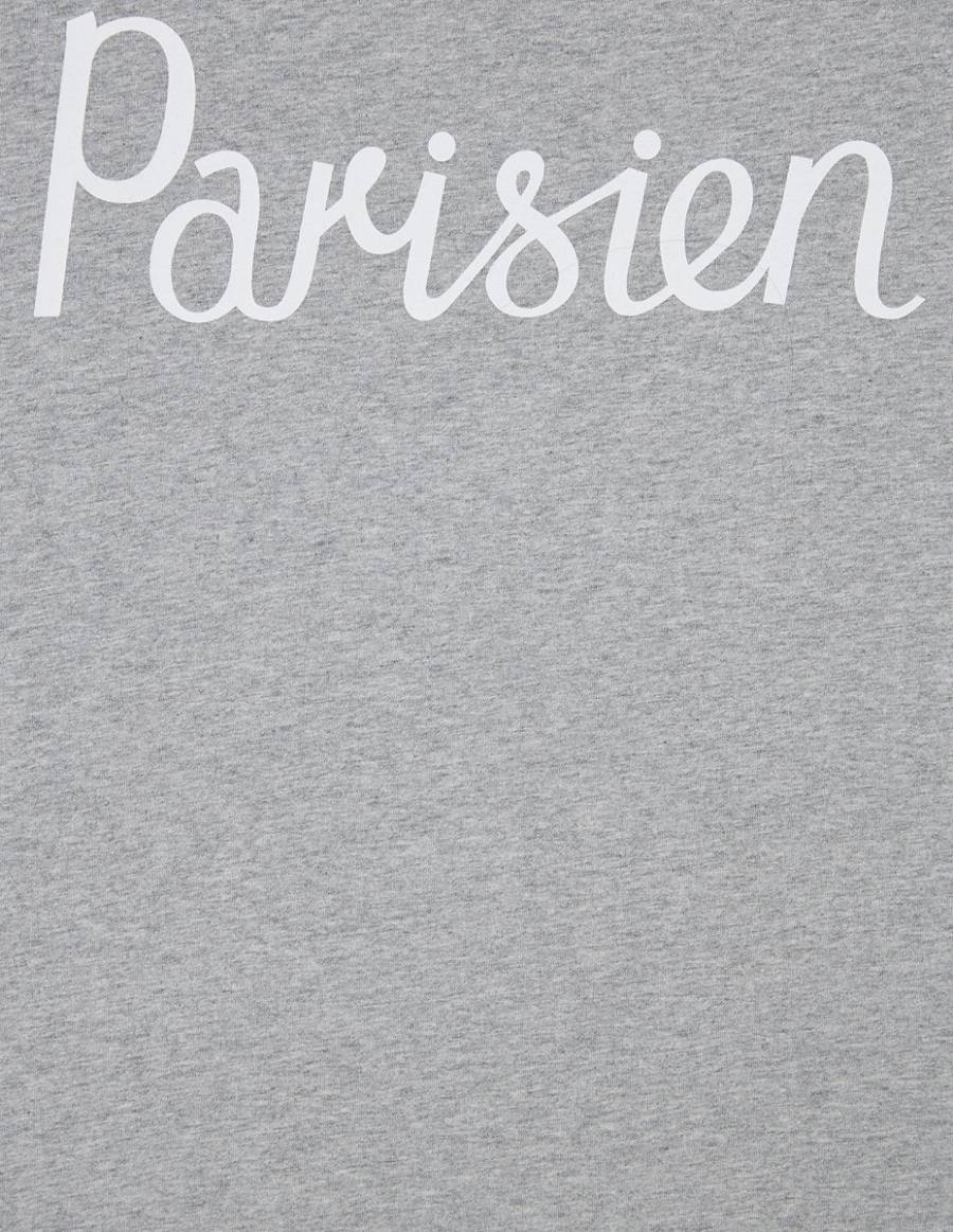 Grey Men's Maison Kitsune Parisien Classic T Shirts | AU-W0658