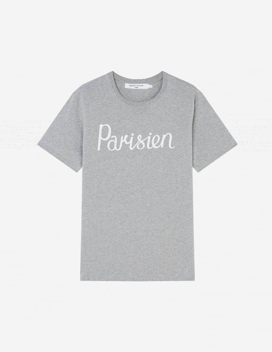 Grey Men\'s Maison Kitsune Parisien Classic T Shirts | AU-W0658