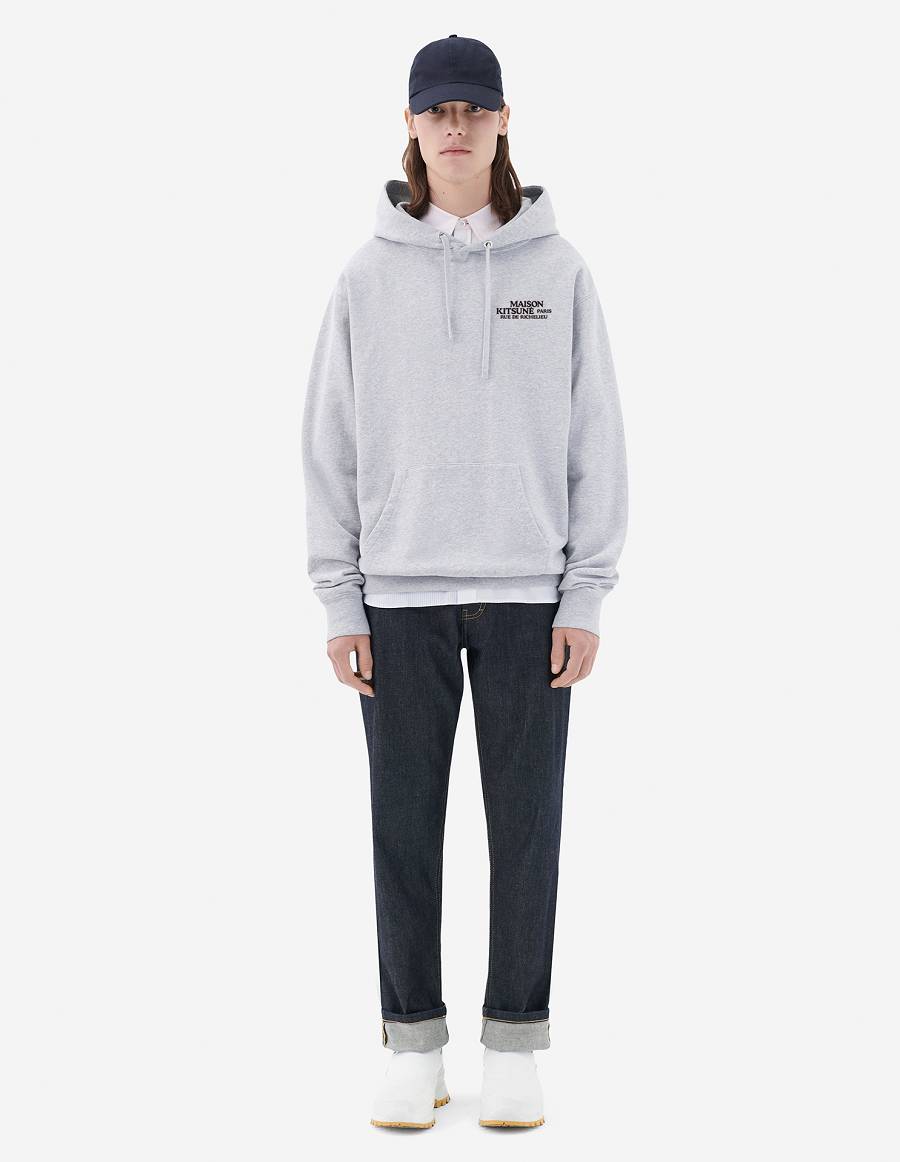 Grey Men's Maison Kitsune Rue De Richelieu Relaxed Hoodies | AU-G626