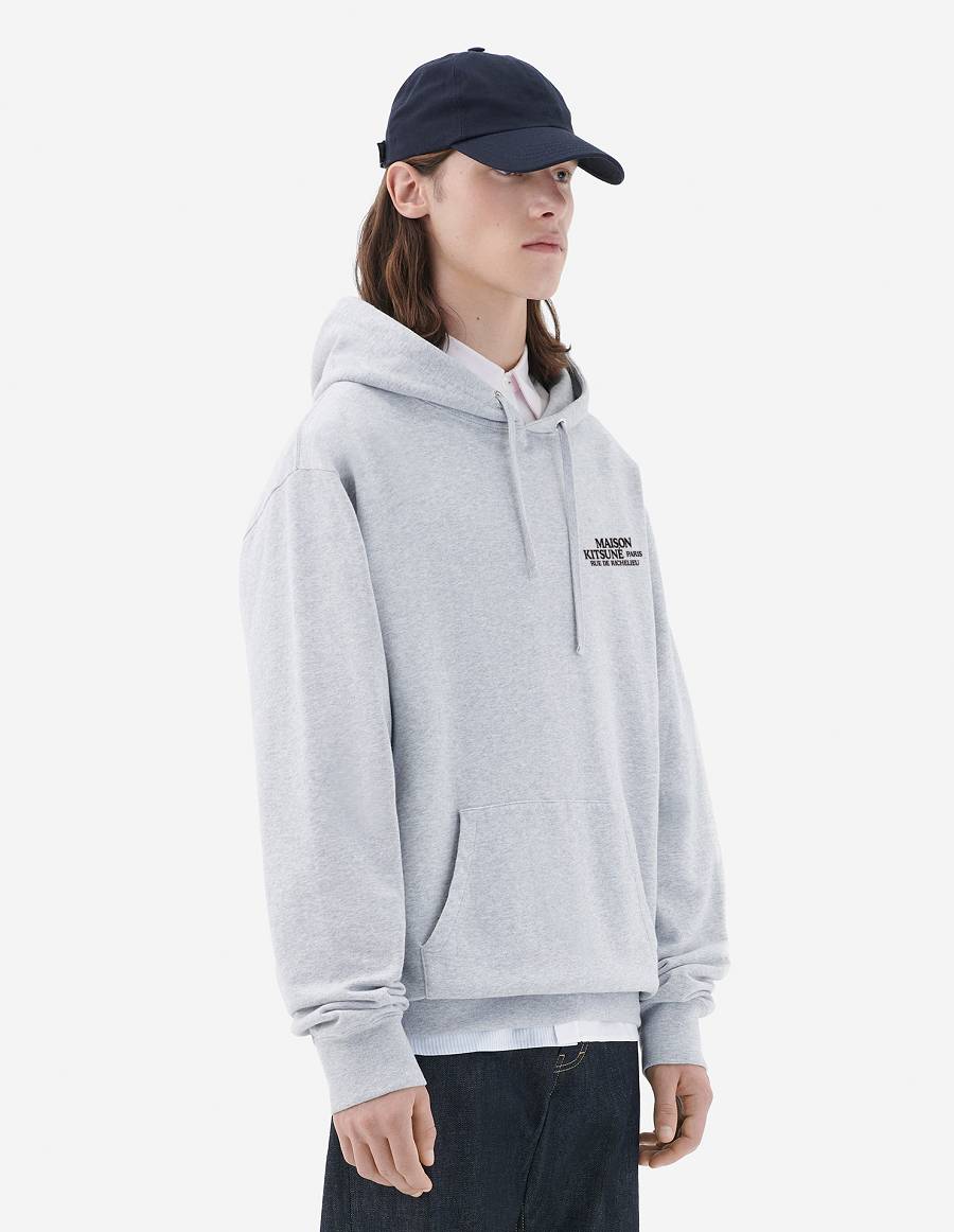 Grey Men's Maison Kitsune Rue De Richelieu Relaxed Hoodies | AU-G626