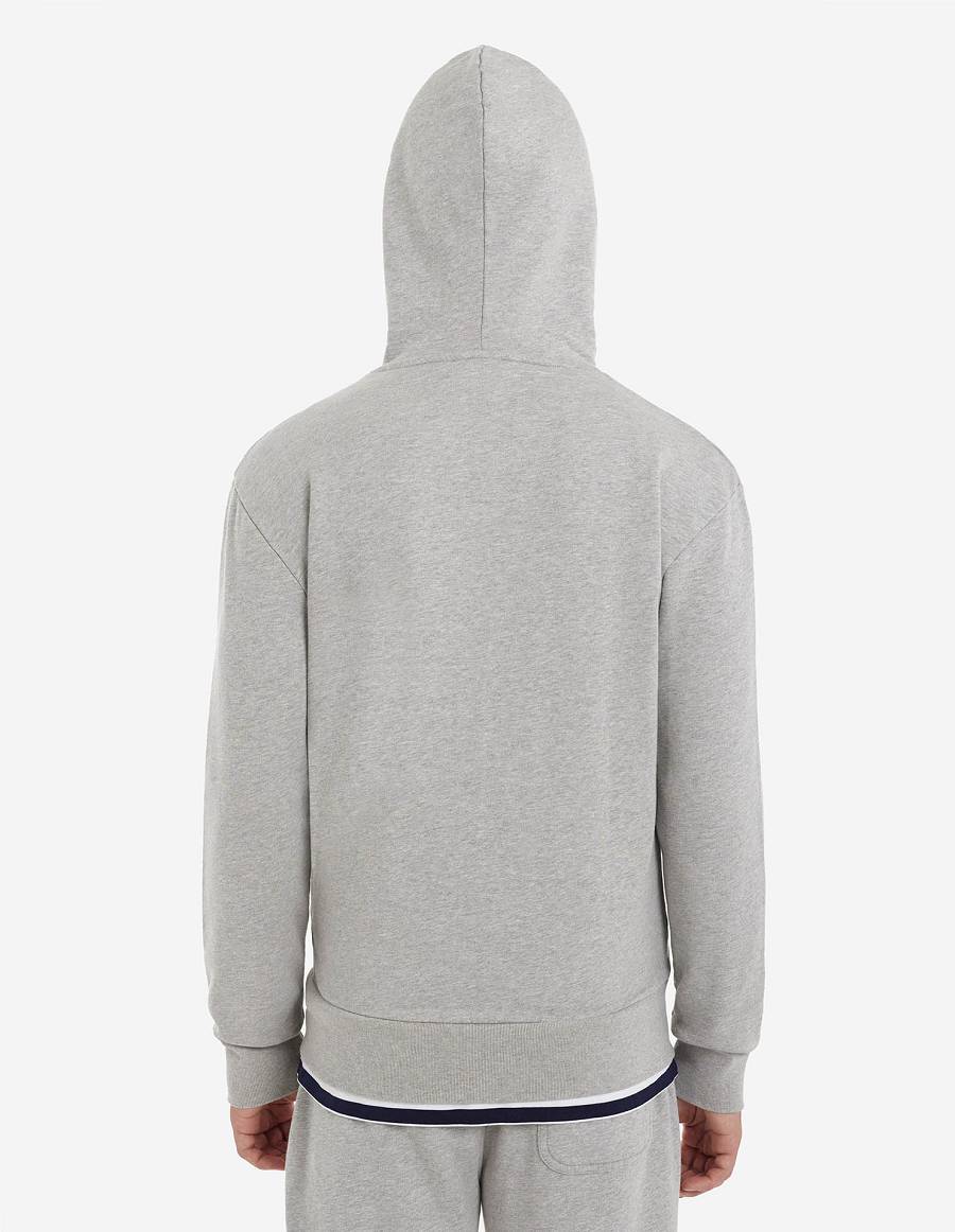 Grey Men's Maison Kitsune Tricolor Fox Patch Zip Hoodies | AU-G0568