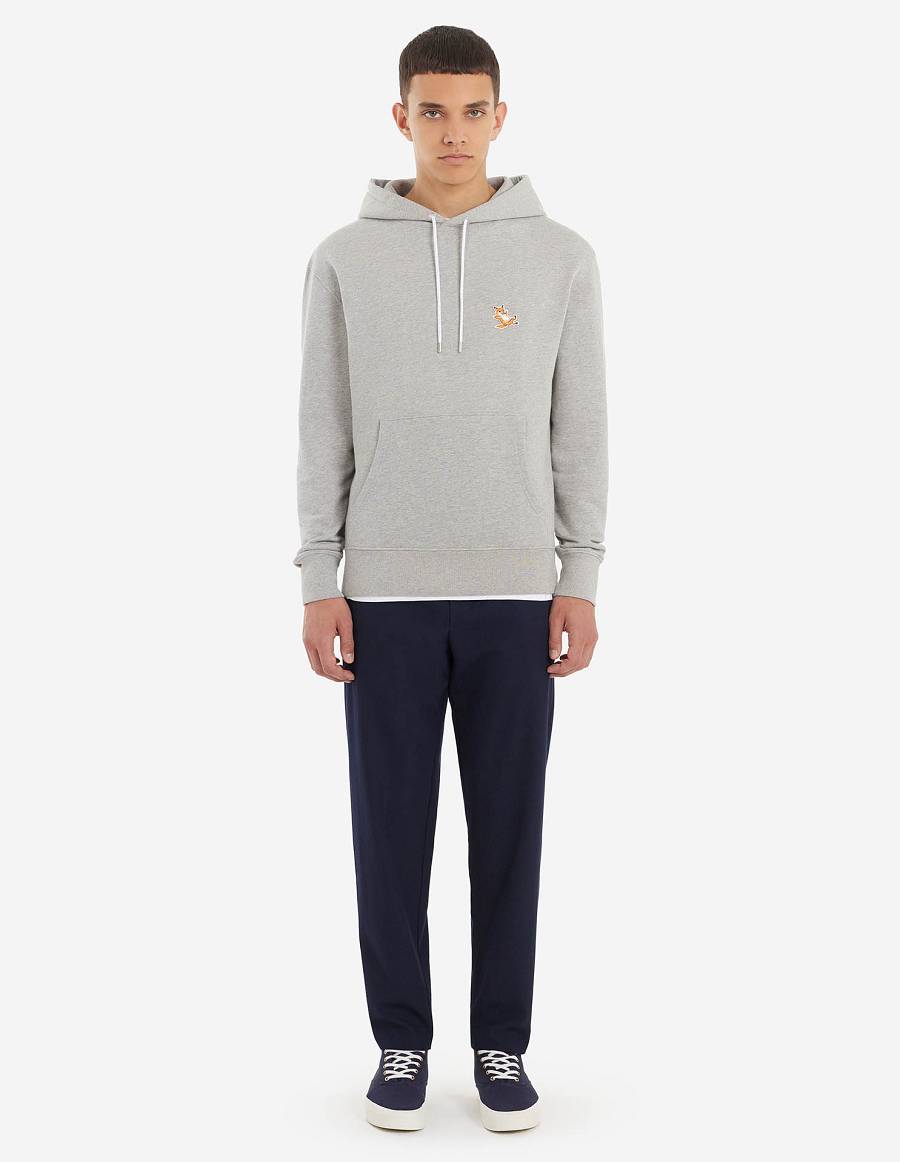 Grey Women's Maison Kitsune Chillax Fox Patch Classic Hoodies | AU-Y0324