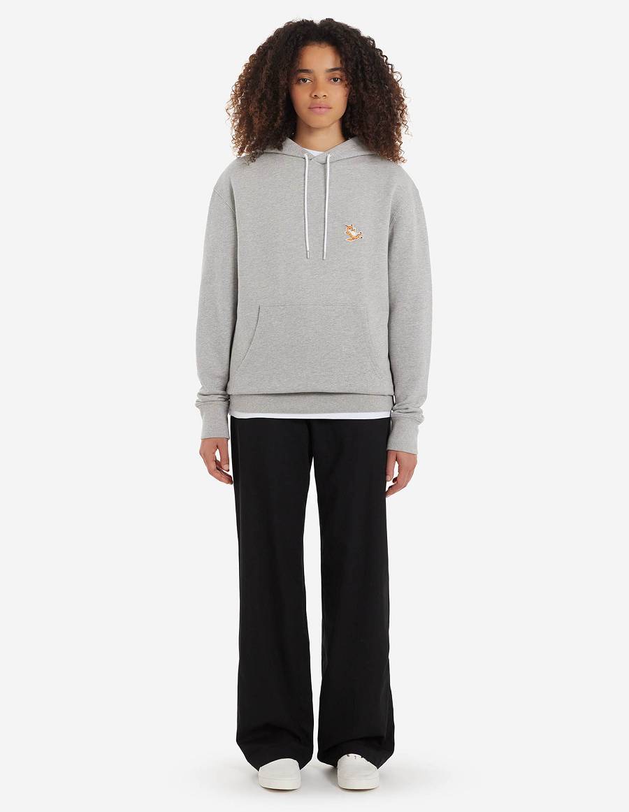 Grey Women's Maison Kitsune Chillax Fox Patch Classic Hoodies | AU-Y0324