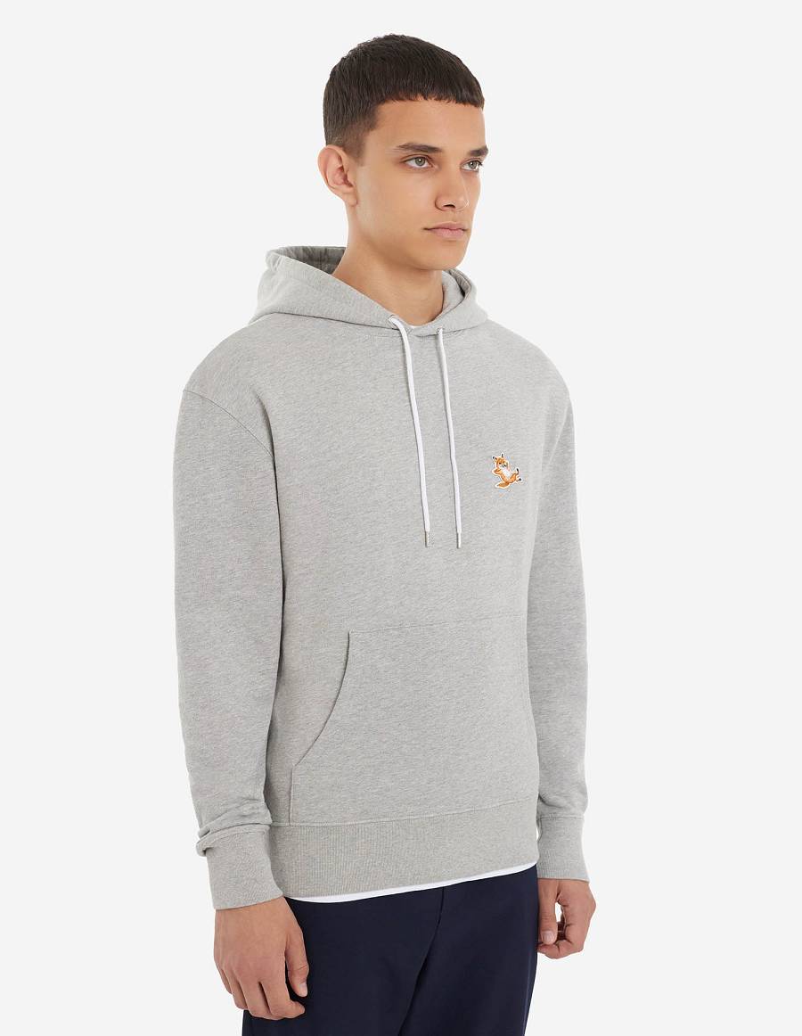 Grey Women's Maison Kitsune Chillax Fox Patch Classic Hoodies | AU-Y0324