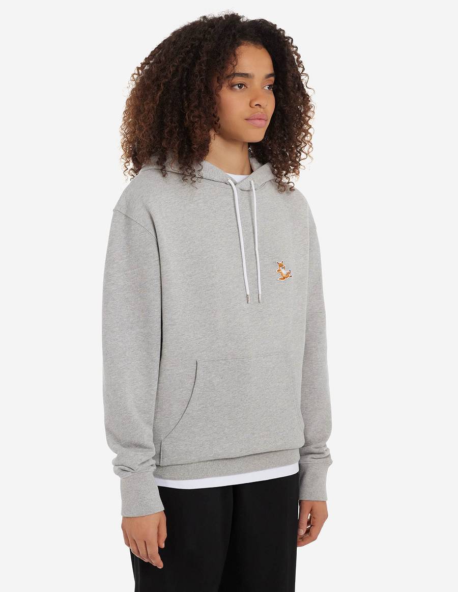 Grey Women's Maison Kitsune Chillax Fox Patch Classic Hoodies | AU-Y0324