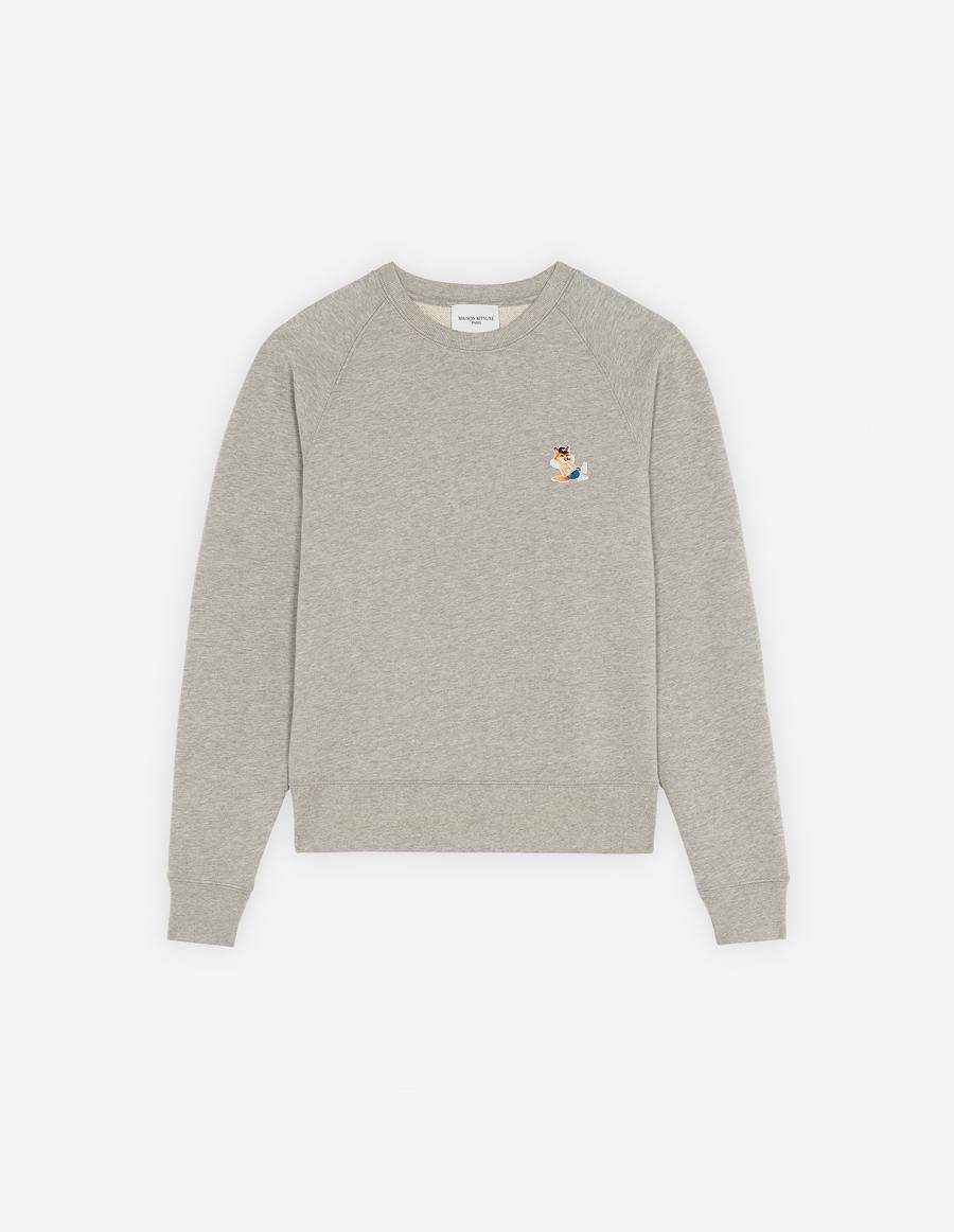 Grey Women\'s Maison Kitsune Dressed Fox Patch Adjusted Sweatshirts | AU-K0477