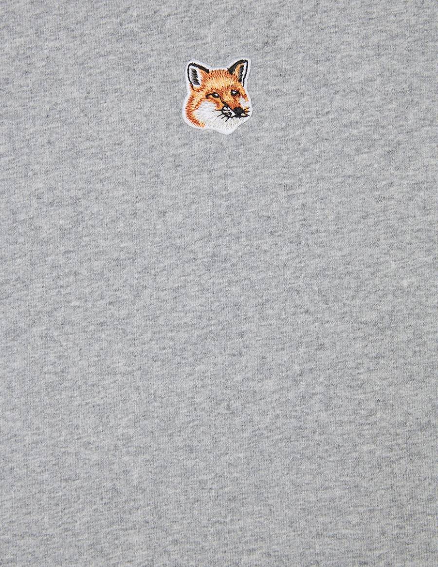 Grey Women's Maison Kitsune Fox Head Patch Classic T Shirts | AU-G0974