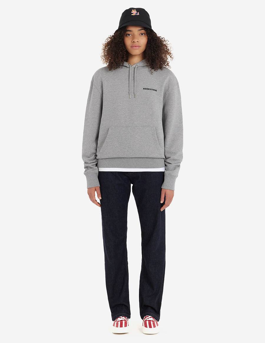 Grey Women's Maison Kitsune Frenchie Dressed Fox Classic Hoodies | AU-L0314