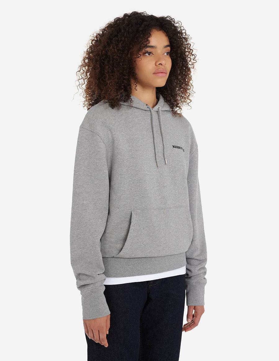 Grey Women's Maison Kitsune Frenchie Dressed Fox Classic Hoodies | AU-L0314