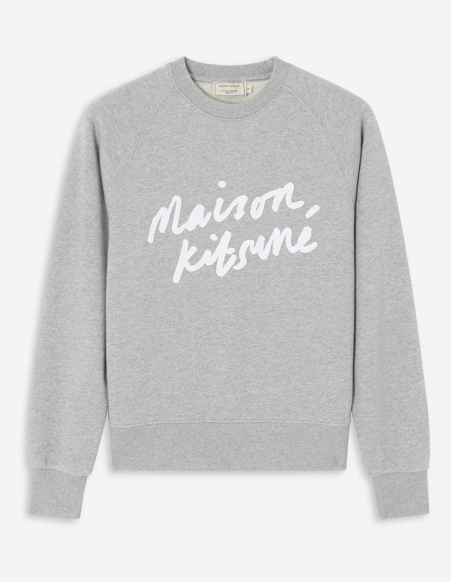 Grey Women\'s Maison Kitsune Handwriting Adjusted Sweatshirts | AU-V0607