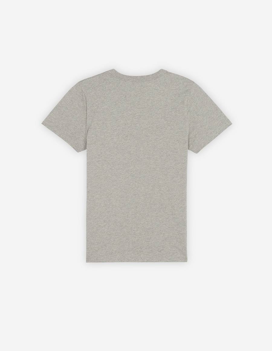 Grey Women's Maison Kitsune Monochrome Fox Head Patch Classic T Shirts | AU-V0839