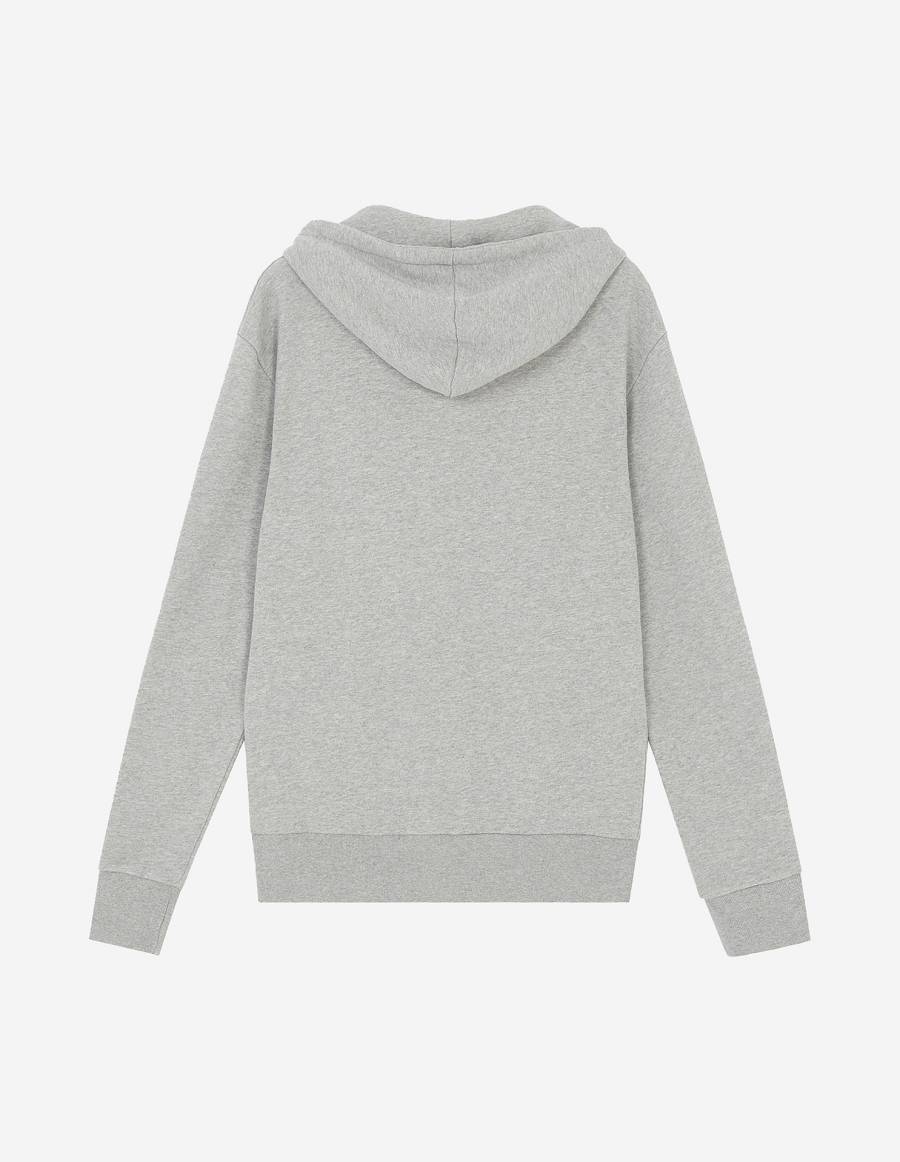 Grey Women's Maison Kitsune Navy Fox Patch Classic Hoodies | AU-B0M42