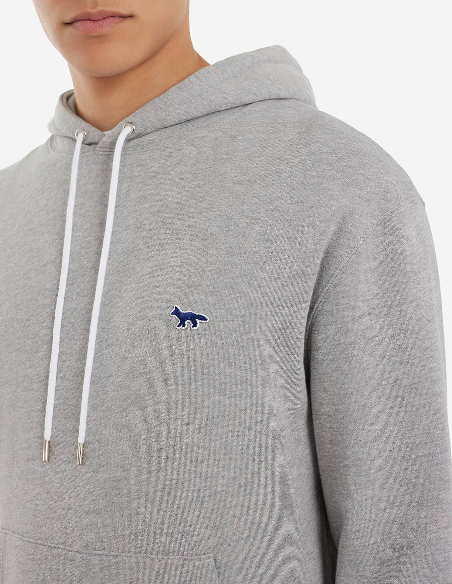 Grey Women's Maison Kitsune Navy Fox Patch Classic Hoodies | AU-B0M42