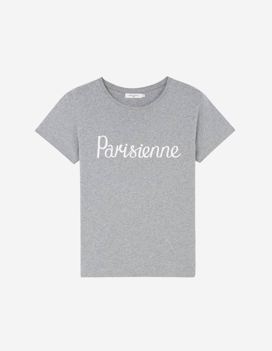 Grey Women\'s Maison Kitsune Parisienne Classic T Shirts | AU-K0361