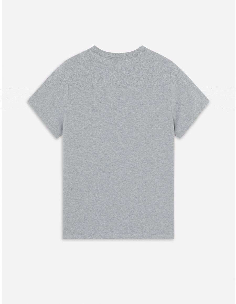 Grey Women's Maison Kitsune Tricolor Fox Patch Classic Pocket T Shirts | AU-K0273