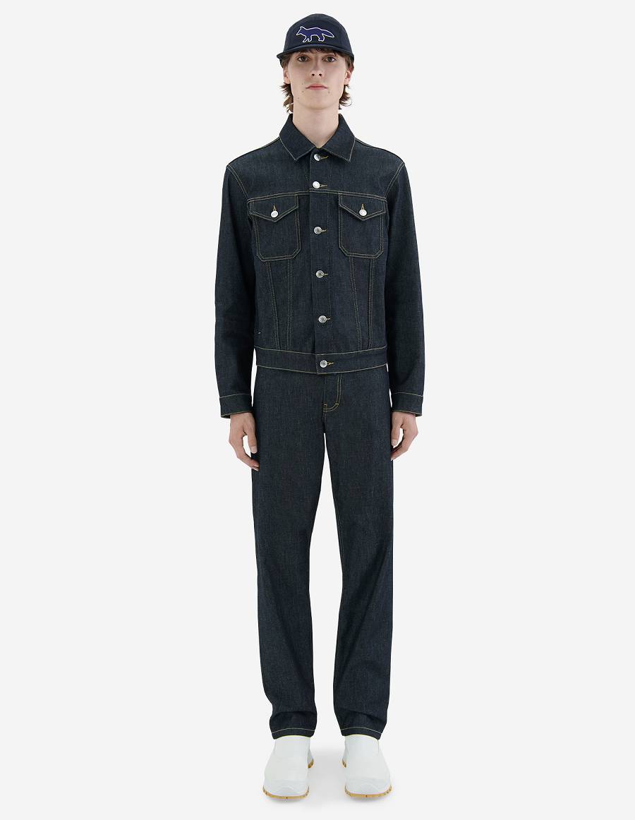 Indigo Men's Maison Kitsune Loose Fit Jeans | AU-V0201