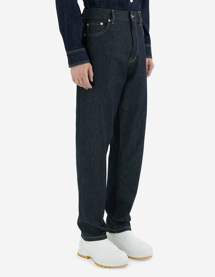 Indigo Men's Maison Kitsune Loose Fit Jeans | AU-V0201