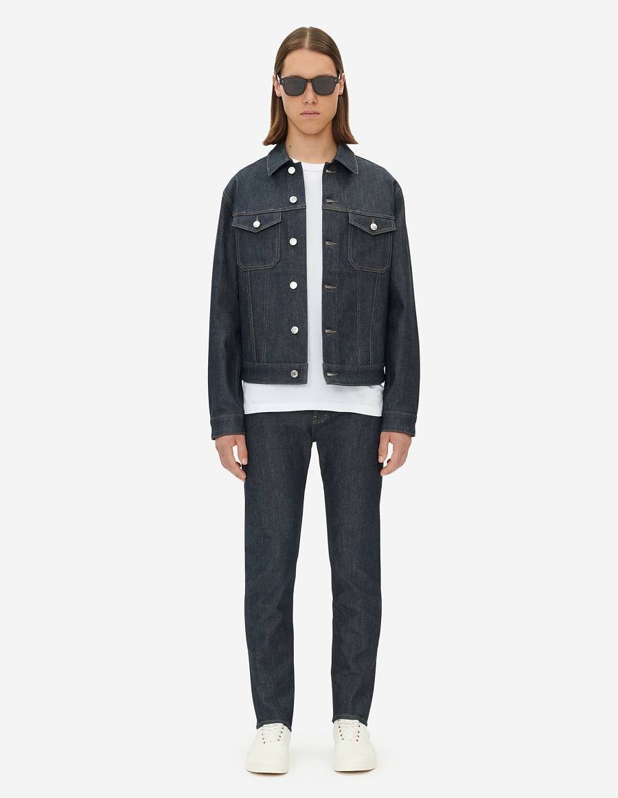 Indigo Men's Maison Kitsune Trucker Jackets | AU-P0500