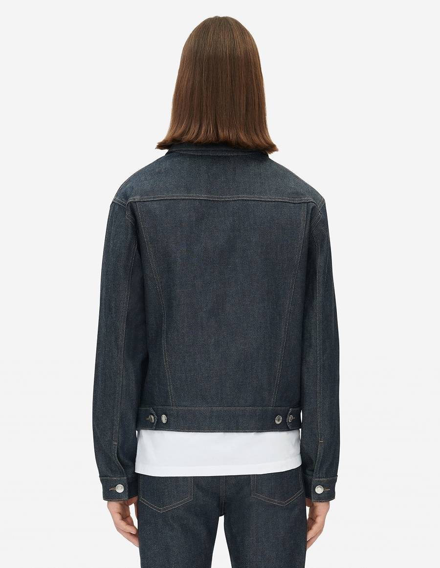 Indigo Men's Maison Kitsune Trucker Jackets | AU-P0500