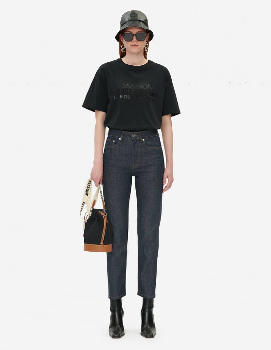 Indigo Women's Maison Kitsune Cropped Straight Jeans | AU-S0710