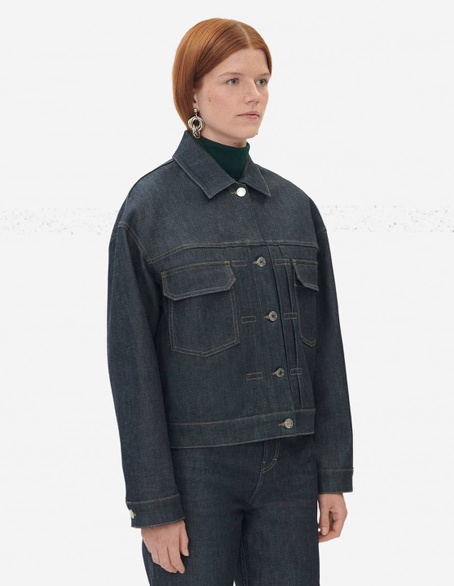 Indigo Women's Maison Kitsune Trucker Pleats Jackets | AU-E0758