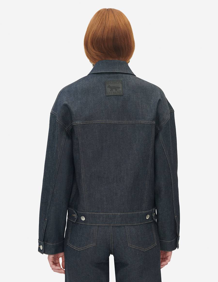 Indigo Women's Maison Kitsune Trucker Pleats Jackets | AU-E0758