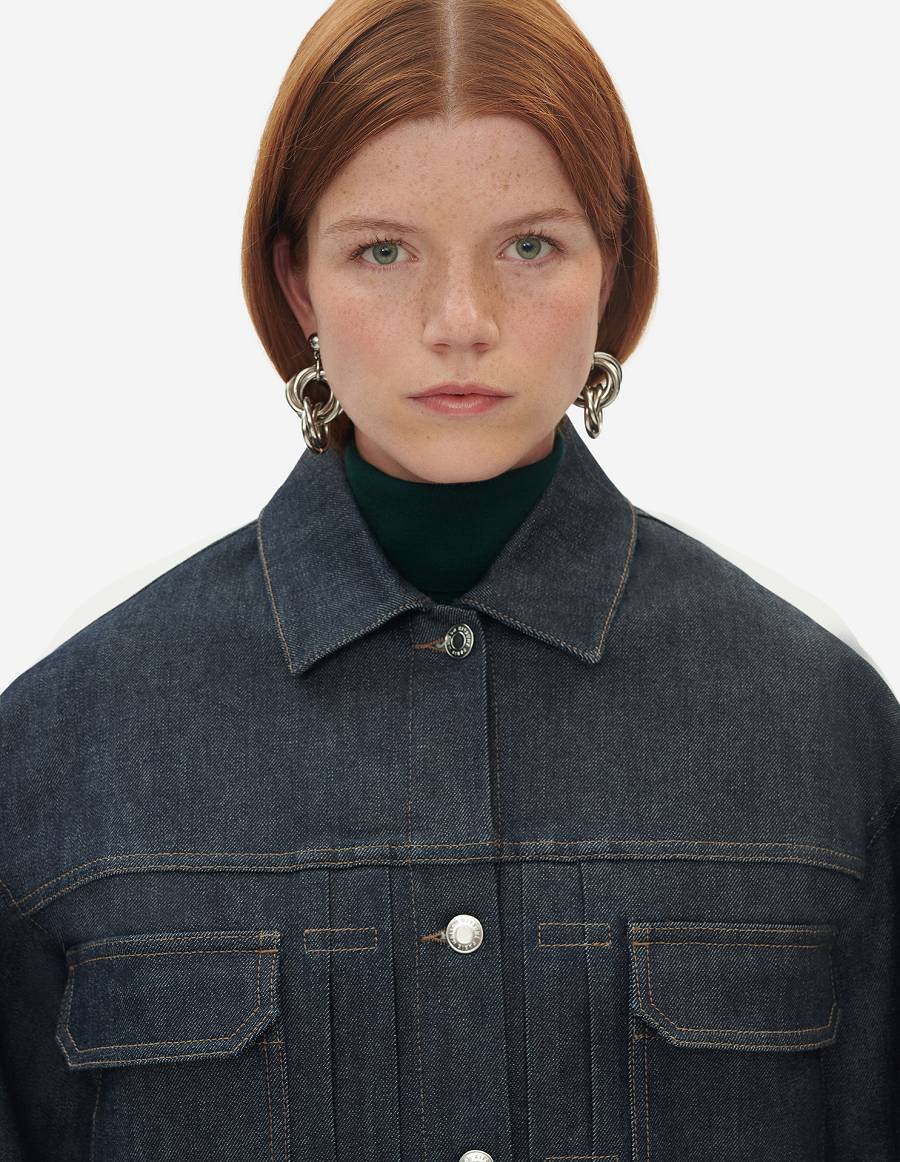 Indigo Women's Maison Kitsune Trucker Pleats Jackets | AU-E0758