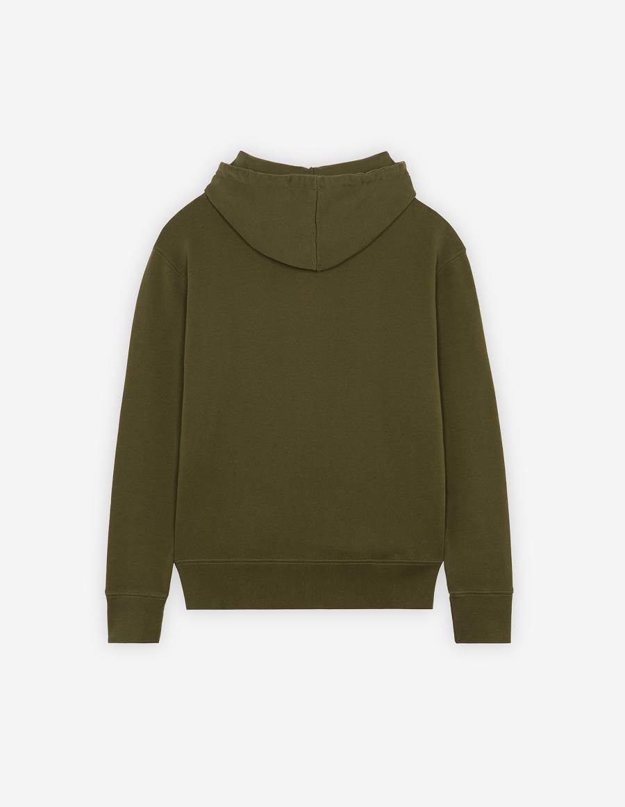 Khaki Grey Men's Maison Kitsune Grey Fox Head Patch Classic Hoodies | AU-S0594