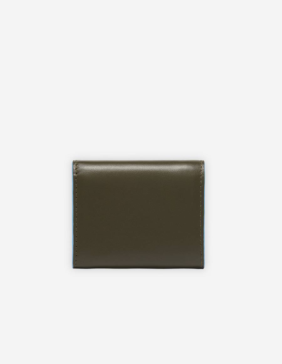 Khaki Grey Men's Maison Kitsune Profile Fox Ultra Compact Wallet Bags | AU-M0779