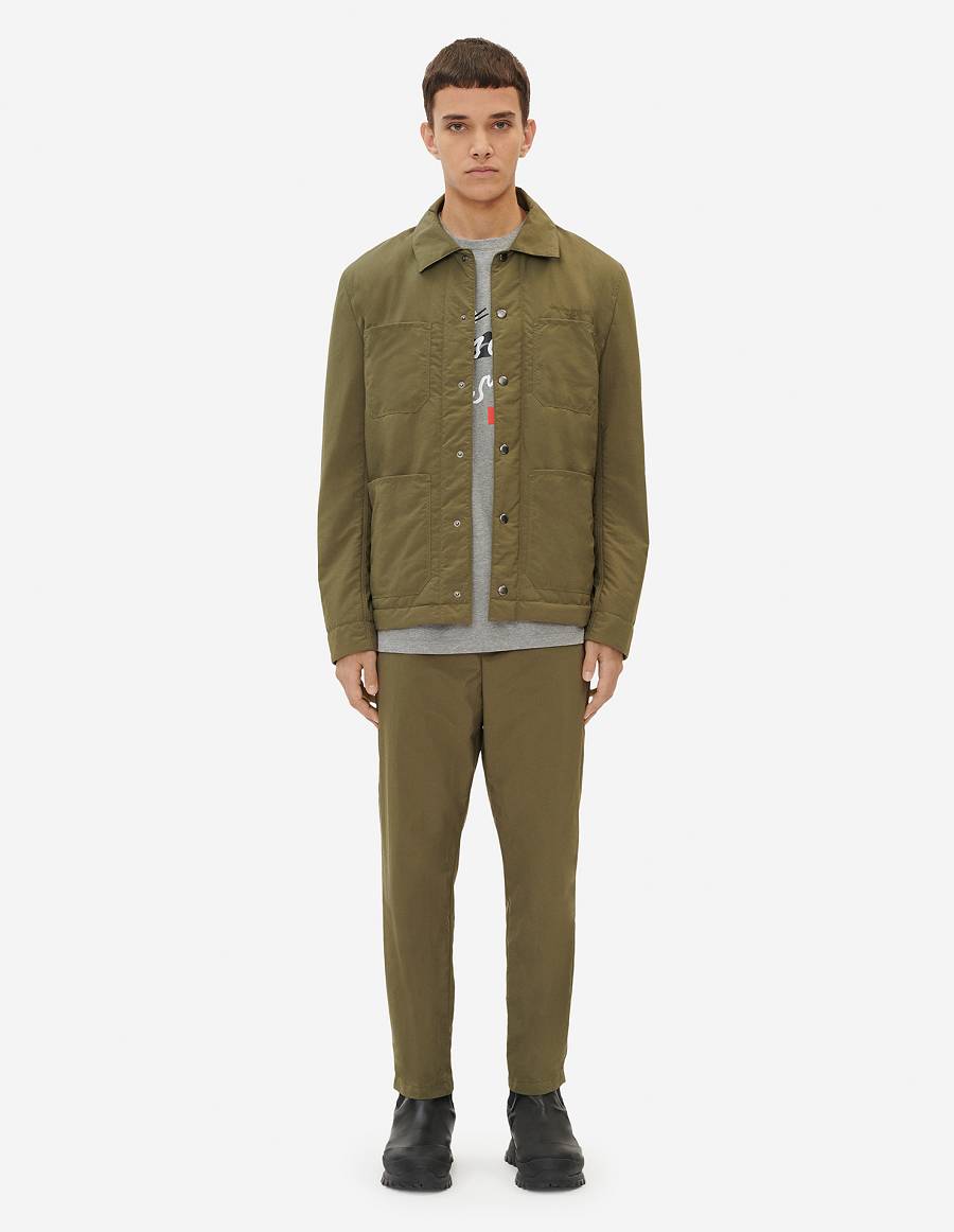 Khaki Grey Men's Maison Kitsune Technical Worker Jackets | AU-S0532